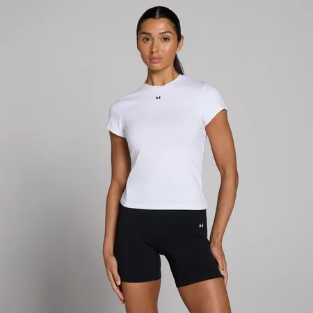 Damski T-shirt z krótkim rękawem o dopasowanym kroju z kolekcji Basics MP – biały