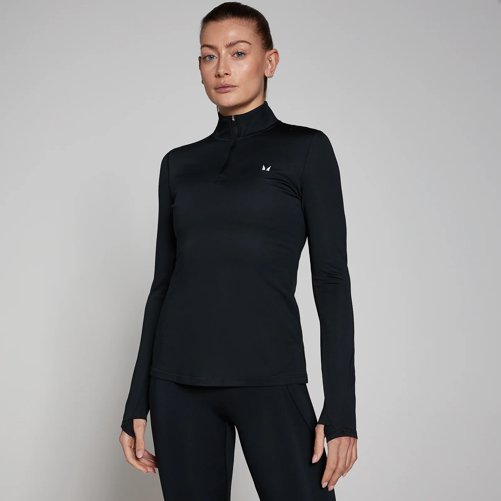 Damska bluza z suwakiem ¼ z kolekcji Training MP – czarna - XS Obraz 1