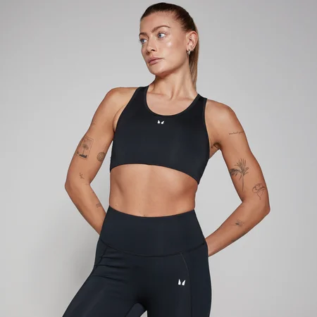 Damski stanik sportowy z tyłem w stylu racerback z kolekcji Training MP – czarny