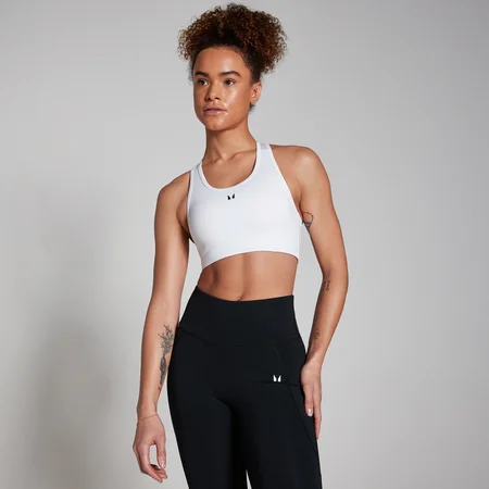 Damski stanik sportowy z tyłem w stylu racerback z kolekcji Training MP – biały