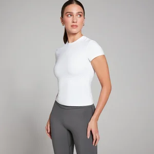 Damski T-shirt z krótkim rękawem o dopasowanym kroju z kolekcji Tempo MP – biały - Size XXS