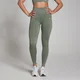 Damskie bezszwowe legginsy z prążkowanej tkaniny z kolekcji Tempo MP – Moss Green