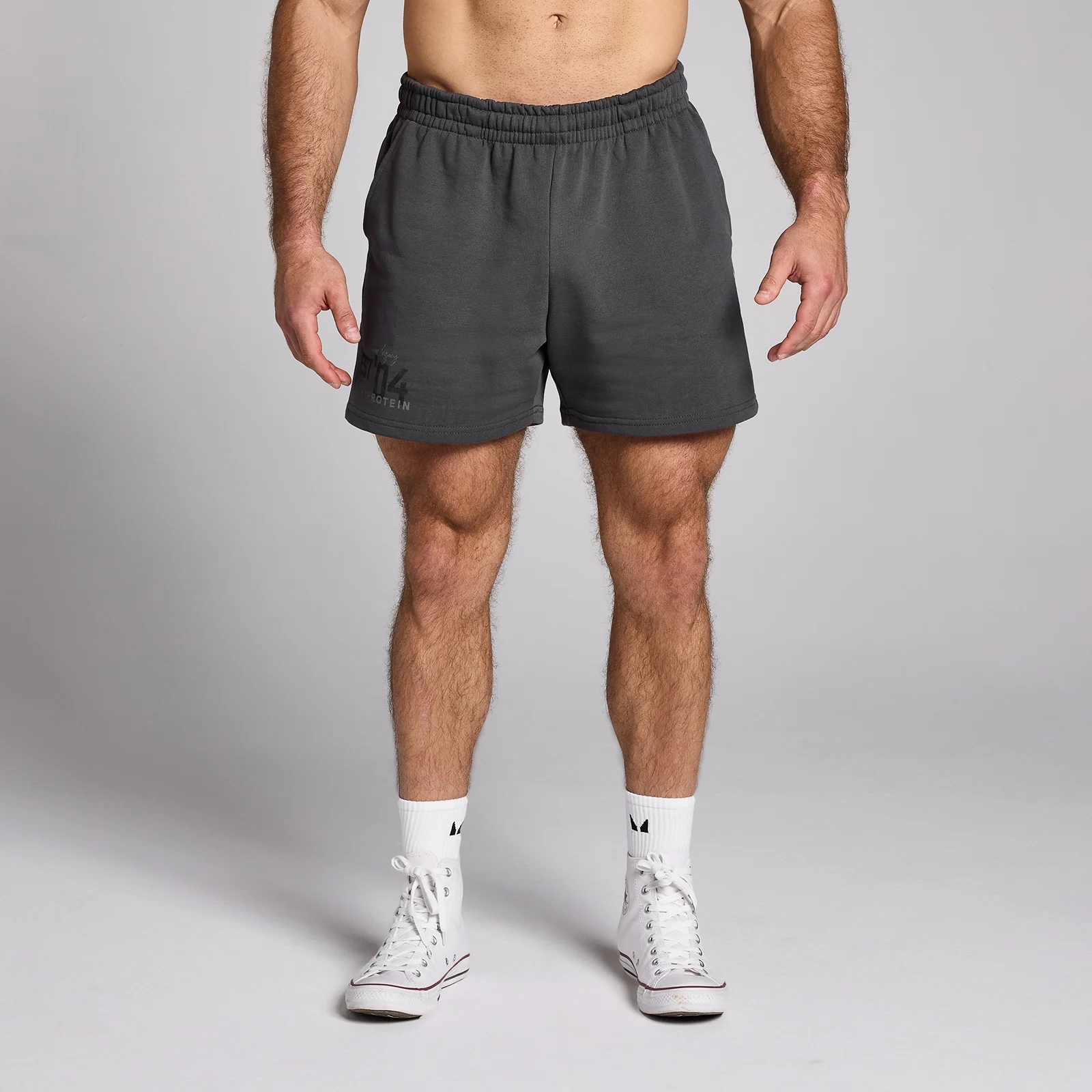 Męskie spodenki dresowe o wewnętrznej długości nogawki ok. 13 cm z kolekcji Origin Graphic MP – Washed Grey - M Obraz 1