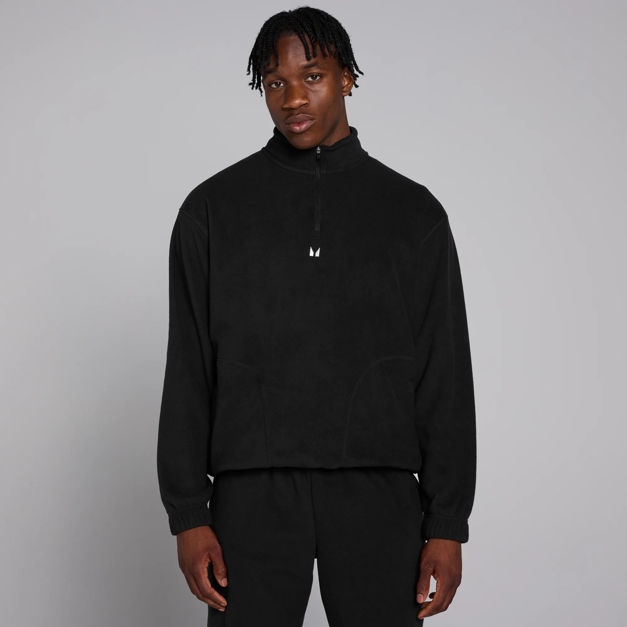 Męska bluza polarowa z suwakiem ¼ z kolekcji MP – czarna - L Obraz 1