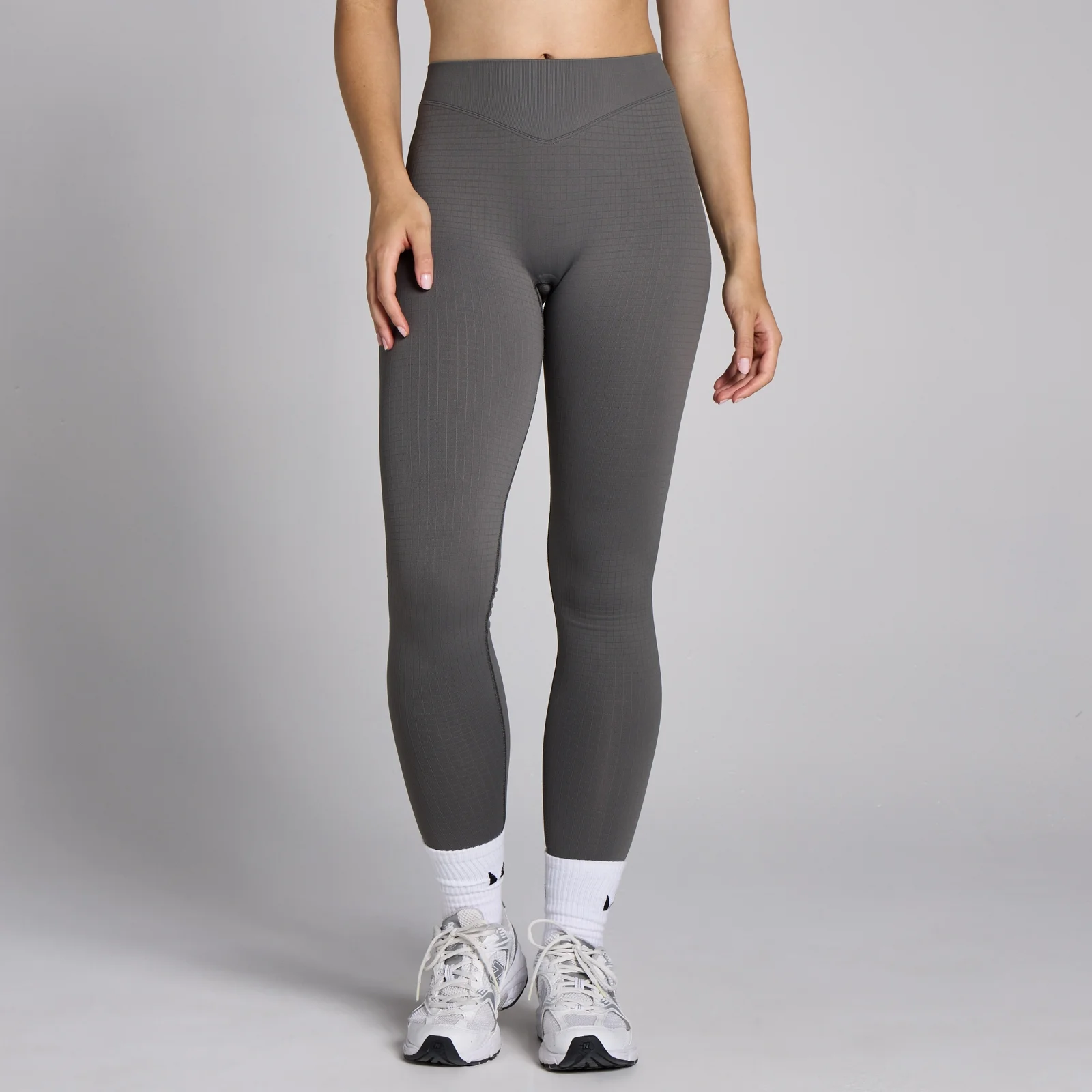 Damskie bezszwowe legginsy z waflowej tkaniny z kolekcji Lifestyle MP – Gunmetal - XS Obraz 1