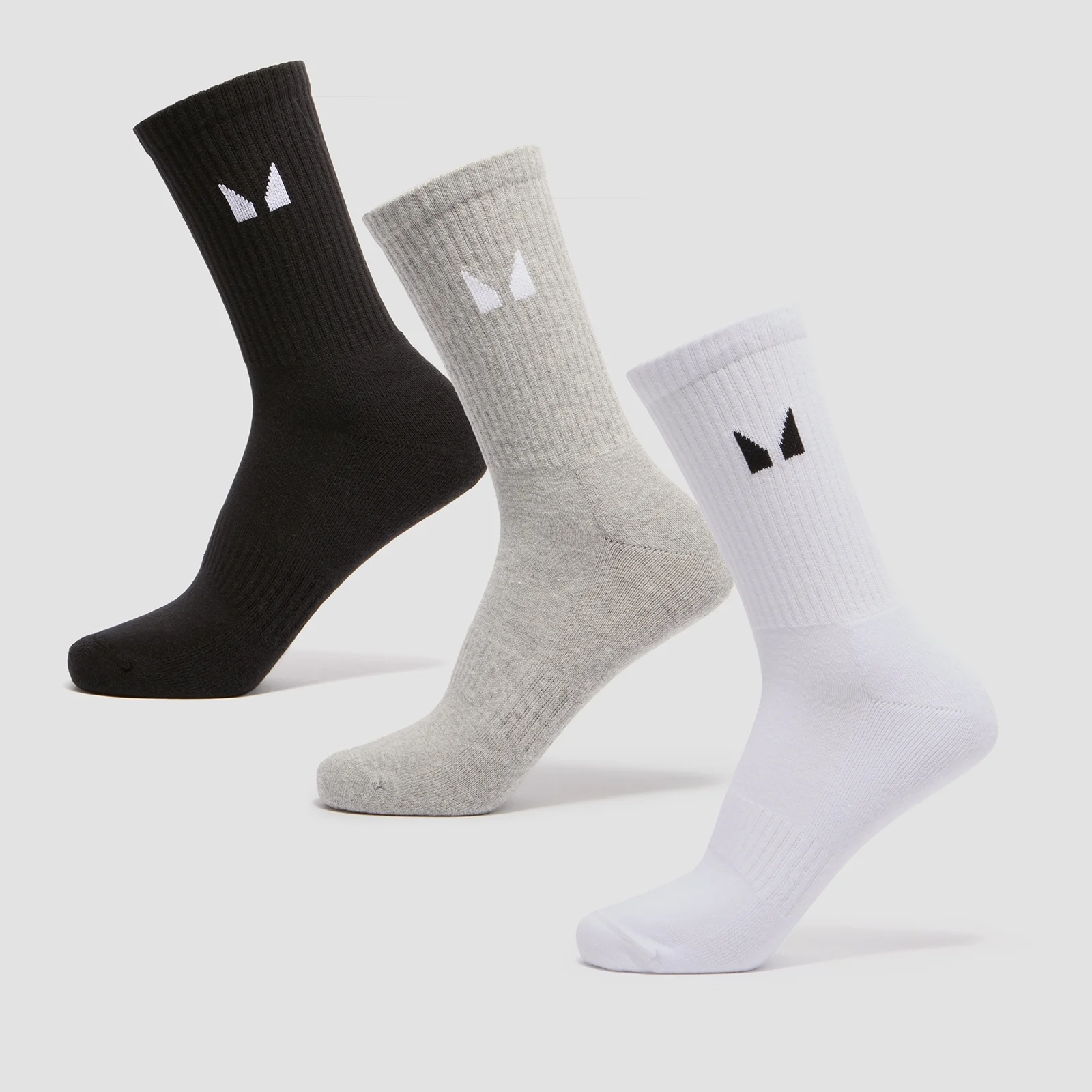 MP Unisex Crew Socks (3 Pack) - White/Black/Grey Marl - UK 2-5 Obraz 1
