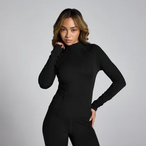 Damska koszulka ze stójką z prześwitującej tkaniny z kolekcji Lifestyle MP – czarna - Size XS