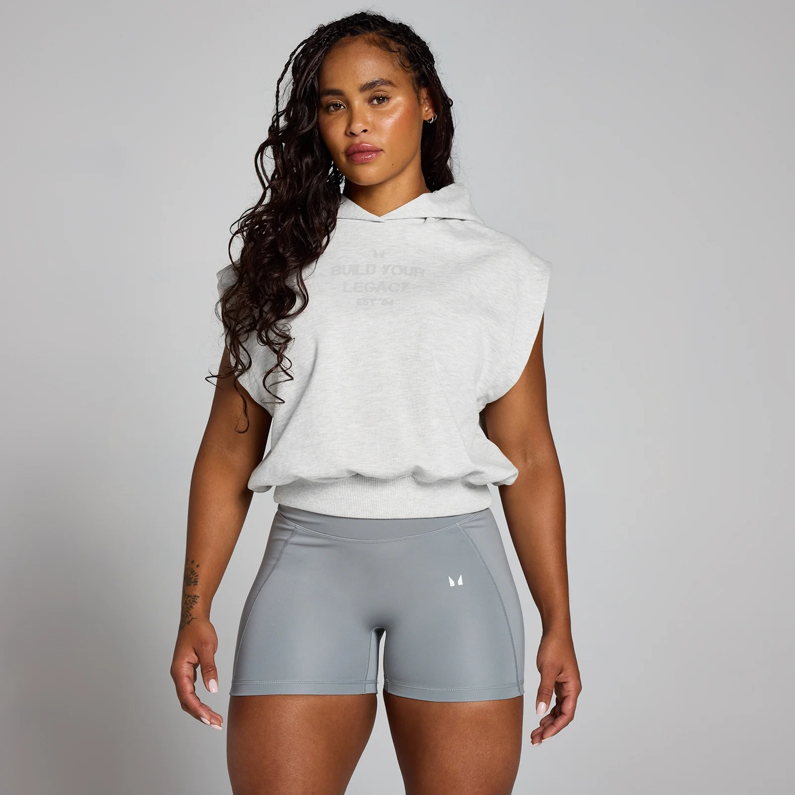 Damska bluza z kapturem bez rękawów z kolekcji Origin MP – Grey Marl - XXL Obraz 1