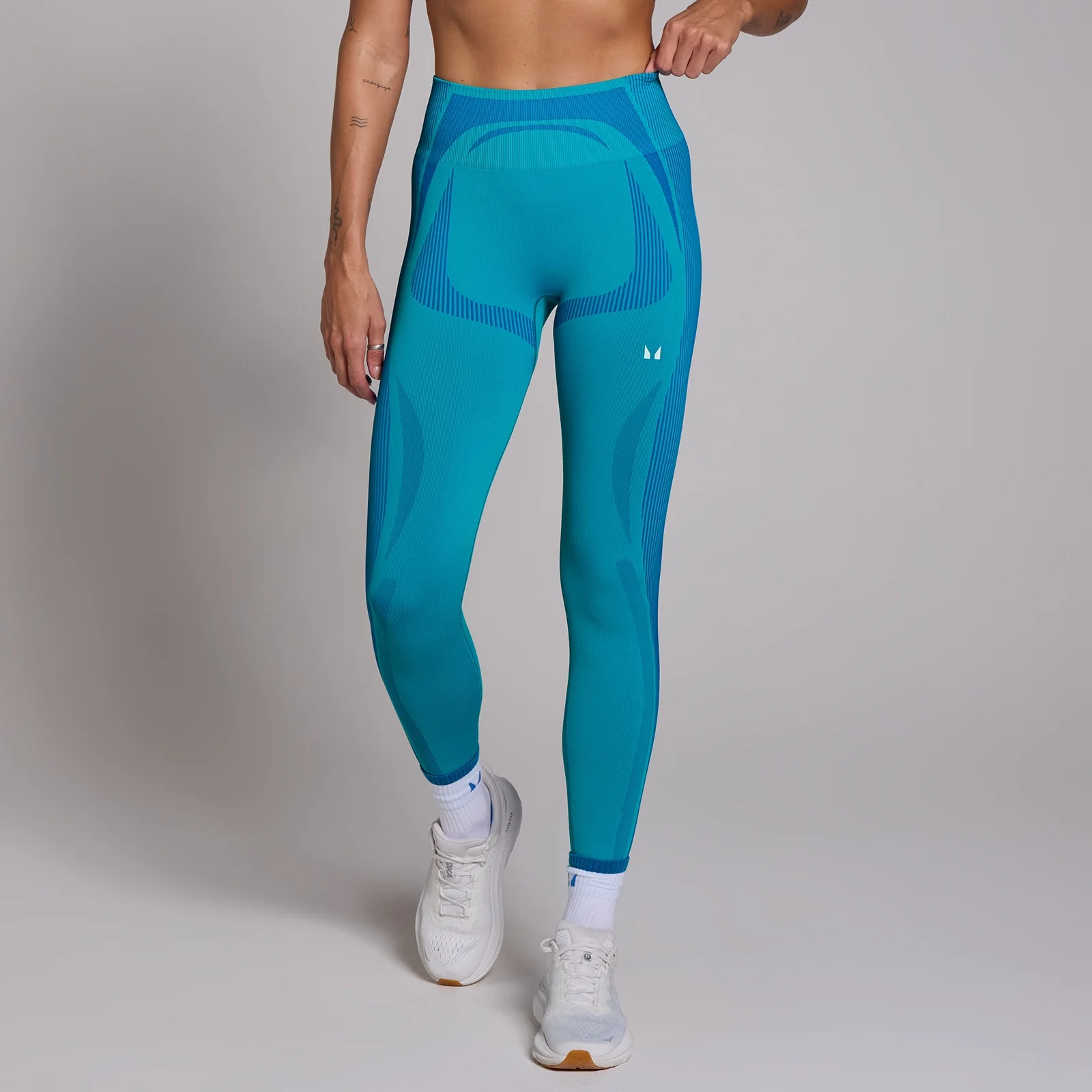 Damskie hybrydowe legginsy bezszwowe z kolekcji Tempo MP – Ocean Blue - L Obraz 1