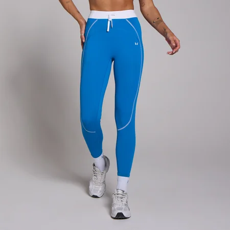 Damskie legginsy ze ściągaczem i kontrastowymi elementami z kolekcji Tempo MP – Cobalt Blue
