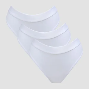 Damskie majtki od bikini ze średnim stanem z kolekcji MP (3 sztuki) – białe - Size L