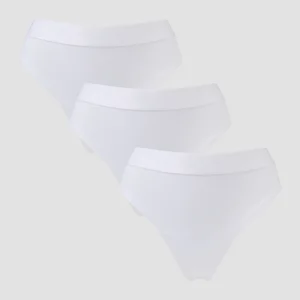 Damskie stringi ze średnim stanem z kolekcji MP (3 sztuki) – białe - Size M