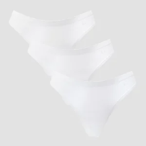 Damskie stringi ze średnim stanem niewidoczne pod ubraniem z kolekcji MP (3 sztuki) – białe - Size XS