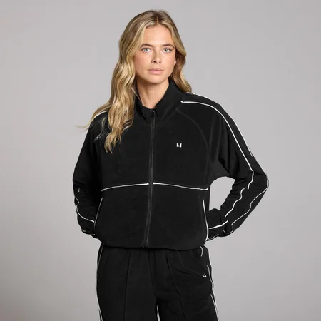 Damska kurtka sportowa z tkaniny frotte z kolekcji Lifestyle MP – czarna