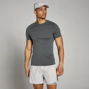 Męski bezszwowy T-shirt o kroju podkreślającym mięśnie z kolekcji Velocity MP – Dark Grey - Size XS