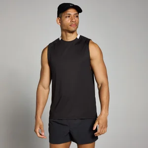 Męska koszulka bez rękawów z tkaniny o kratkowanej strukturze z kolekcji Tempo MP – czarna - Size XS