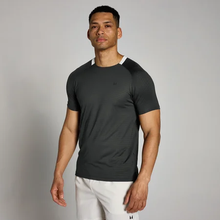 Męska koszulka treningowa z kratkowanej tkaniny z kolekcji Tempo MP – Washed Black