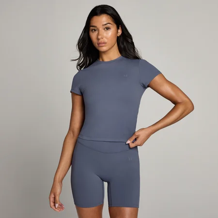 Damski T-shirt z krótkim rękawem o dopasowanym kroju z kolekcji Tempo MP – Charcoal Blue