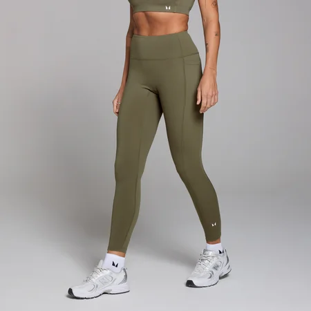 Damskie legginsy z kieszeniami z kolekcji Active MP – Khaki