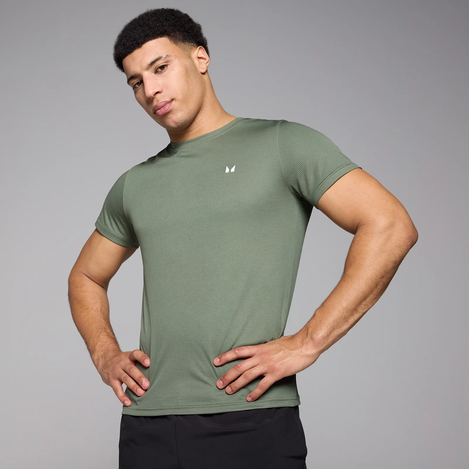 Męski T-shirt treningowy z kolekcji Grid MP – Light Khaki - XS Obraz 1
