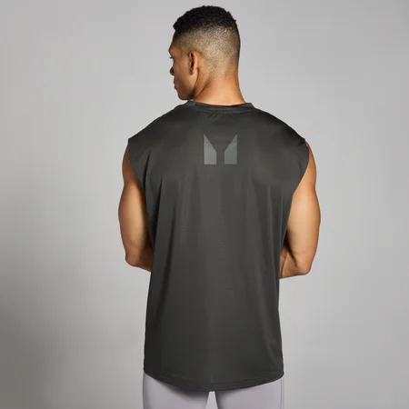Męska siateczkowa koszulka treningowa bez rękawów o kroju oversize z kolekcji Tempo MP – Night Grey