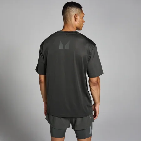 Męski siateczkowy T-shirt treningowy o kroju oversize z kolekcji Tempo MP – Night Grey