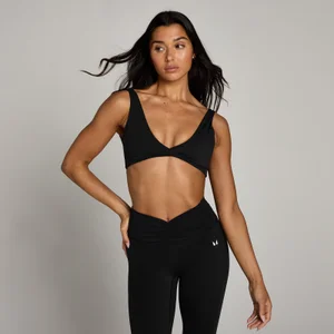 Damski stanik sportowy ze skręconym przodem z kolekcji Tempo MP – czarny - Size XS
