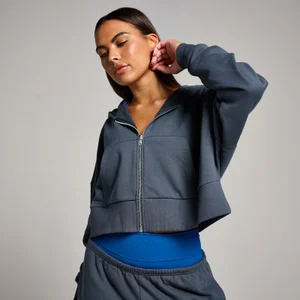 Damska krótka bluza z kapturem zapinana na suwak z kolekcji Tempo MP – Midnight - Size XS