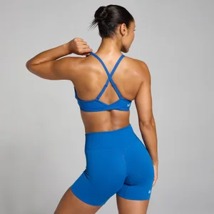 Damski stanik sportowy ze skręcanym tyłem z kolekcji Tempo MP – True Blue - Size S