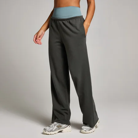 Damskie joggery ze średnim stanem i prostymi nogawkami z kolekcji Tempo MP – Night Grey