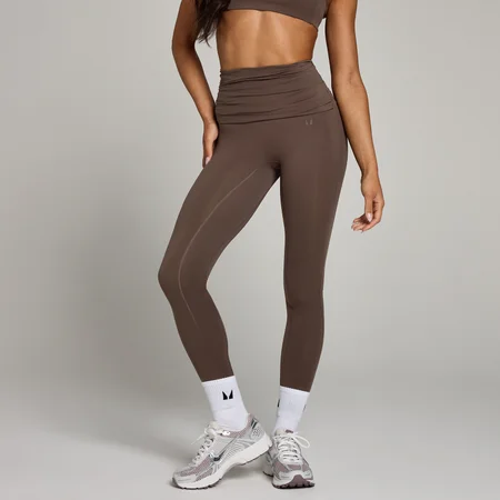 Damskie legginsy z zakładką w pasie z kolekcji Studio MP – Chocolate