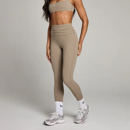 Damskie legginsy z zakładką w pasie z kolekcji Studio MP – Light Taupe