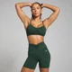 Damski stanik sportowy z marszczonym przodem z kolekcji Tempo MP – Dark Emerald