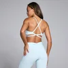 Damski stanik sportowy z paskami na plecach z kolekcji Tempo MP – Baby Blue