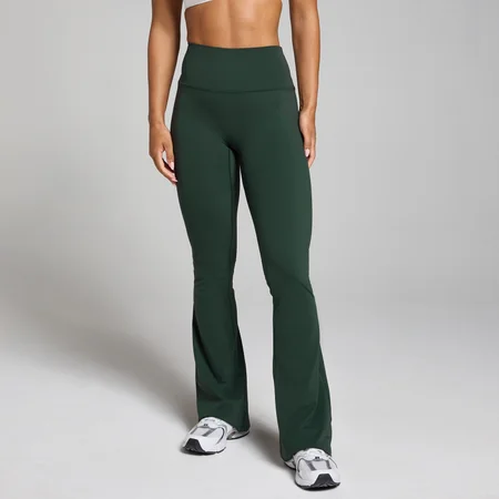 Damskie legginsy z rozszerzanymi nogawkami z kolekcji Tempo MP – Dark Emerald