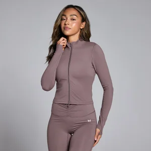 Damska krótka kurtka z kolekcji Tempo MP – mokka - Size XL