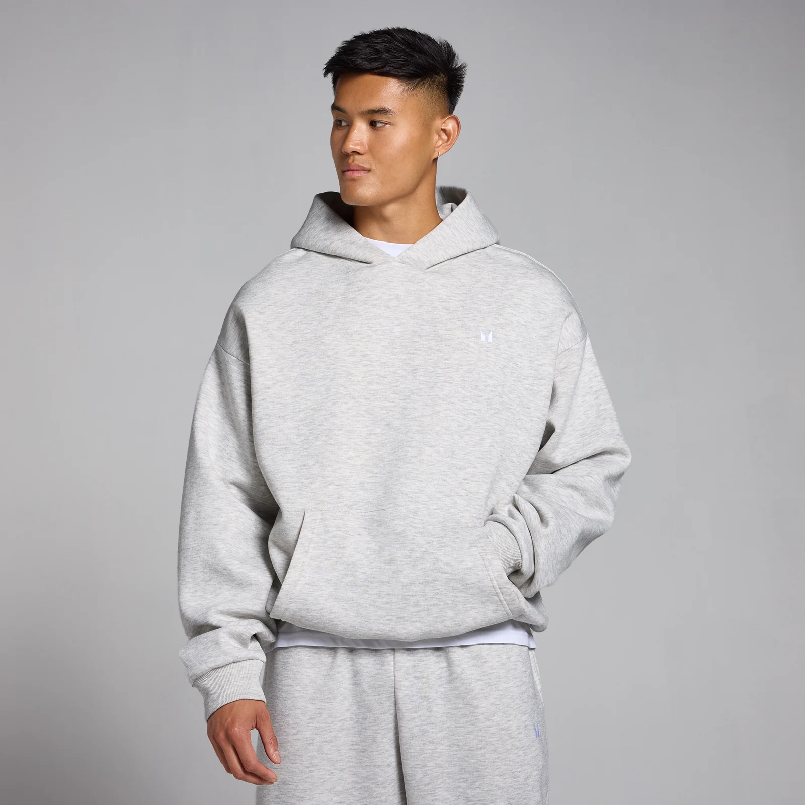Męska bluza z kapturem w stylu oversize z kolekcji Rest Day MP – Light Grey Marl - M Obraz 1