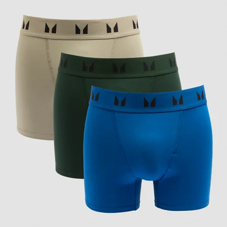 Bokserki męskie z kolekcji MP (3 pary) – Dark Emerald / Deep Sage / True Blue