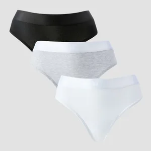 Damskie stringi ze średnim stanem z kolekcji MP (5 sztuk) – białe / czarne / Grey Marl - Size XS