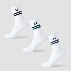 Skarpetki za kostkę w paski z kolekcji Retro MP (3 pary) – czarne / Dark Emerald / Dark Saphire - Size UK 2-5
