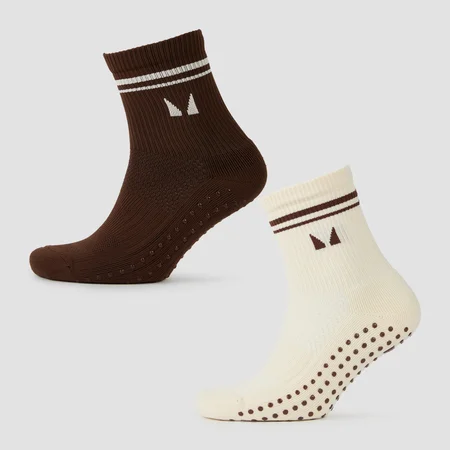 Skarpetki z kolekcji Pilates MP (2 pary) – Soft Cream / Chocolate