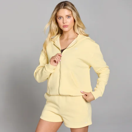 Damska bluza z kapturem i zapięciem na suwak z kolekcji Basics MP – Lemon