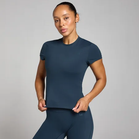Damski T-shirt z krótkim rękawem o dopasowanym kroju z kolekcji Tempo MP – Dark Sapphire