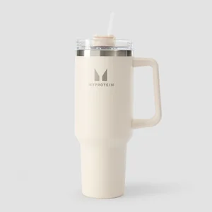 Myprotein Metalowa Butelka ze Słomką i Bocznym Uchwytem 1200 ml - Naturalny Kremowy - Colour Natural Cream