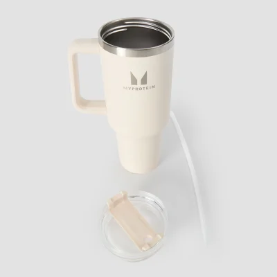 Myprotein Metalowa Butelka ze Słomką i Bocznym Uchwytem 1200 ml - Naturalny Kremowy Obraz 6