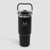 Metalowa Butelka z Recyklingu Myprotein z Górnym Uchwytem i Słomką 900ml - Czarna