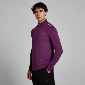 Męska bluza z kratkowanej tkaniny z suwakiem ¼ – Plum - Size S