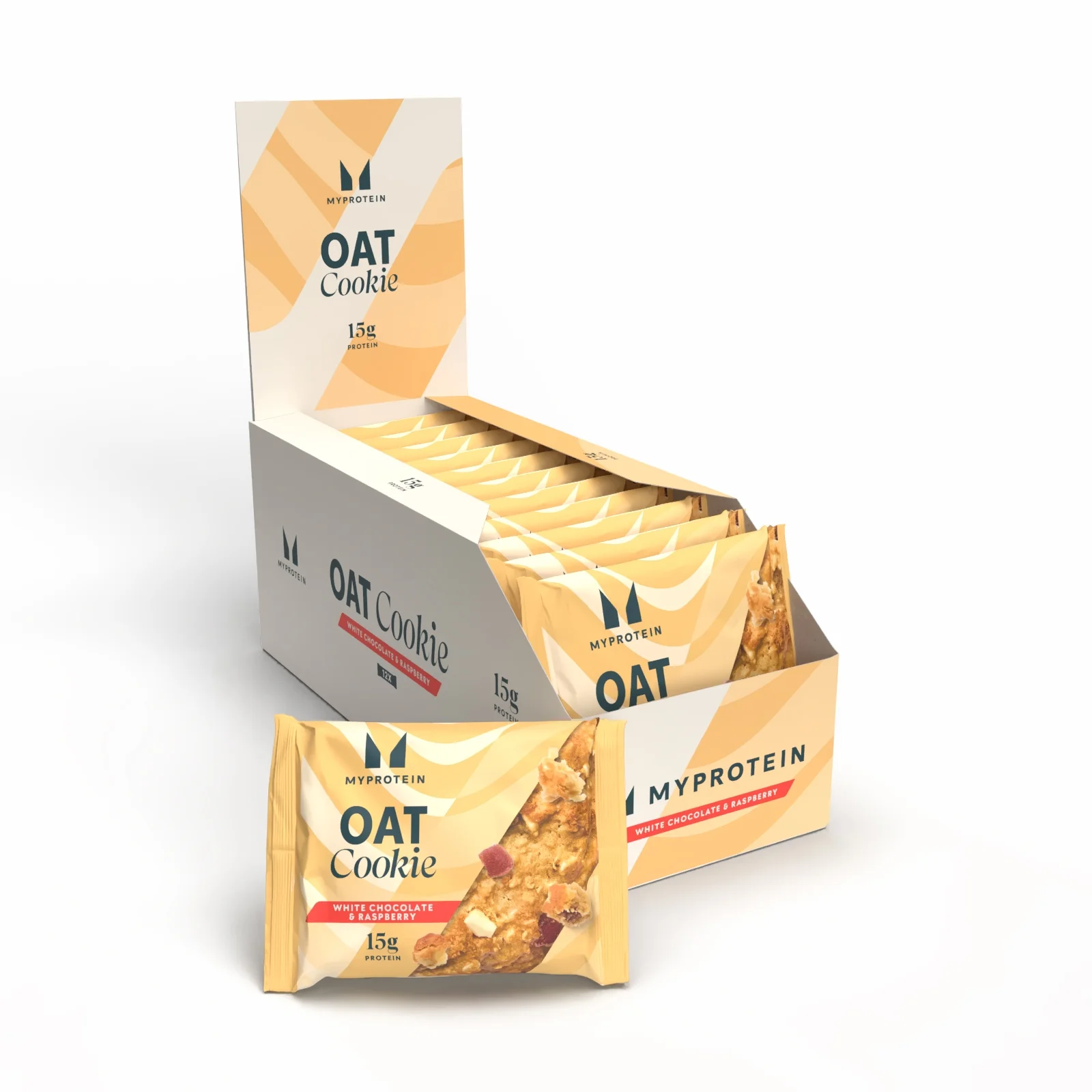Białkowe Pieczone Ciasteczko - 12 x 65g - White Chocolate and Raspberry (Oat) Obraz 1