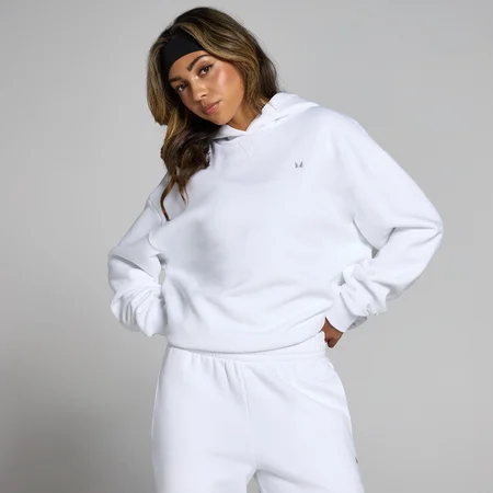 Damska bluza oversize z kapturem z kolekcji Basics MP – biała