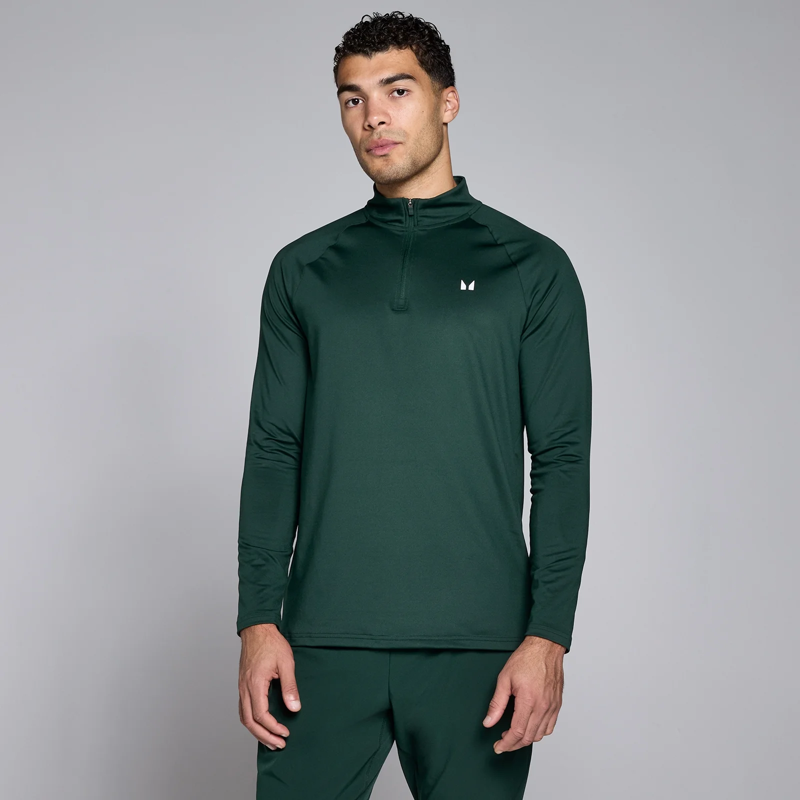 Męska bluza z suwakiem ¼ z kolekcji Training MP – Dark Emerald - M Obraz 1